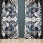 Abstract Window Curtain - Blue and Gray Whirlpools - Deja Blue Studios