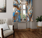 Abstract Window Curtain - Blue and Brown Faux Alcohol Ink - Deja Blue Studios