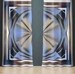 Abstract Window Curtain - Blue and Gray Kaleidoscope - Deja Blue Studios