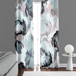 Abstract Window Curtain - Blue and Gray Watercolor Leaves - Deja Blue Studios
