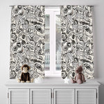 Abstract Window Curtain - Black and White Swirly Rabbits - Deja Blue Studios