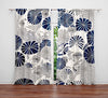 Abstract Window Curtain - Blue and Beige Fan Leaf - Deja Blue Studios