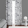 Abstract Window Curtain - Black and White Swirled Florals - Deja Blue Studios