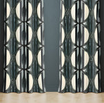 Abstract Window Curtain -  Green and Gray Art Deco Pattern - Deja Blue Studios