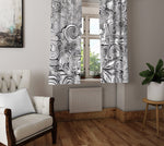 Abstract Window Curtain - Black and White Swirly Cityscape - Deja Blue Studios