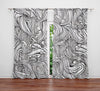 Abstract Window Curtain - Black and White Ocean Floor - Deja Blue Studios