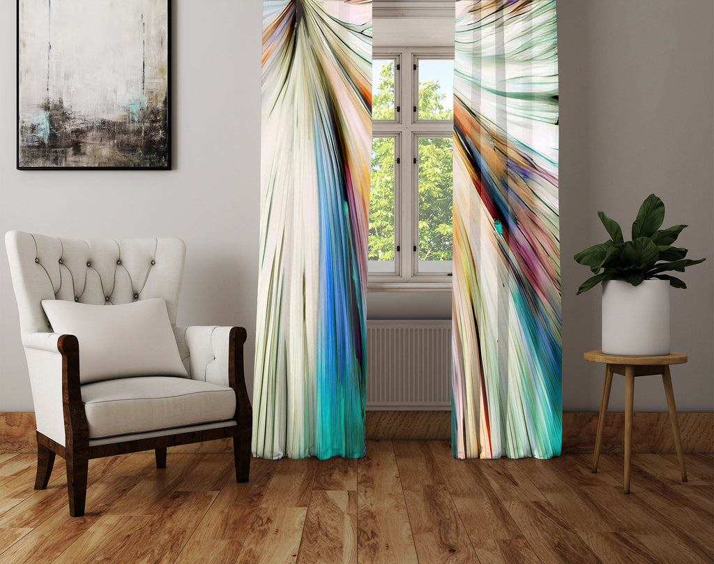 Abstract Window Curtain - Rainbow Watercolor Explosion - Deja Blue Studios