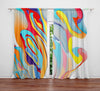 Abstract Window Curtain - Red, Yellow, and Gray Primary Painted Swirls - Deja Blue Studios