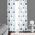 Geometric Window Curtain - Emerald Green and Gray Abstract Diamonds - Deja Blue Studios