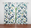 Floral Window Curtain - Blue and Yellow Paisley Floral and Ivy - Deja Blue Studios