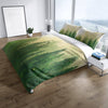 Beige and Green Foggy Forest Comforter or Duvet Cover | Twin, Queen, King Size - Deja Blue Studios