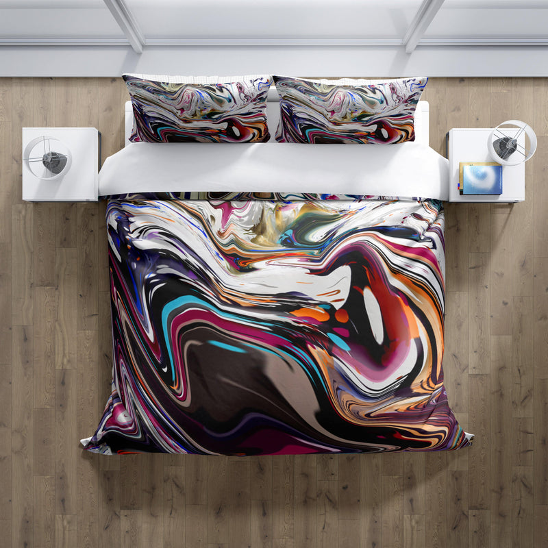 Beautiful Multi-Color Abstract Swirl Comforter or Duvet Cover | Twin, Queen, King Size - Deja Blue Studios