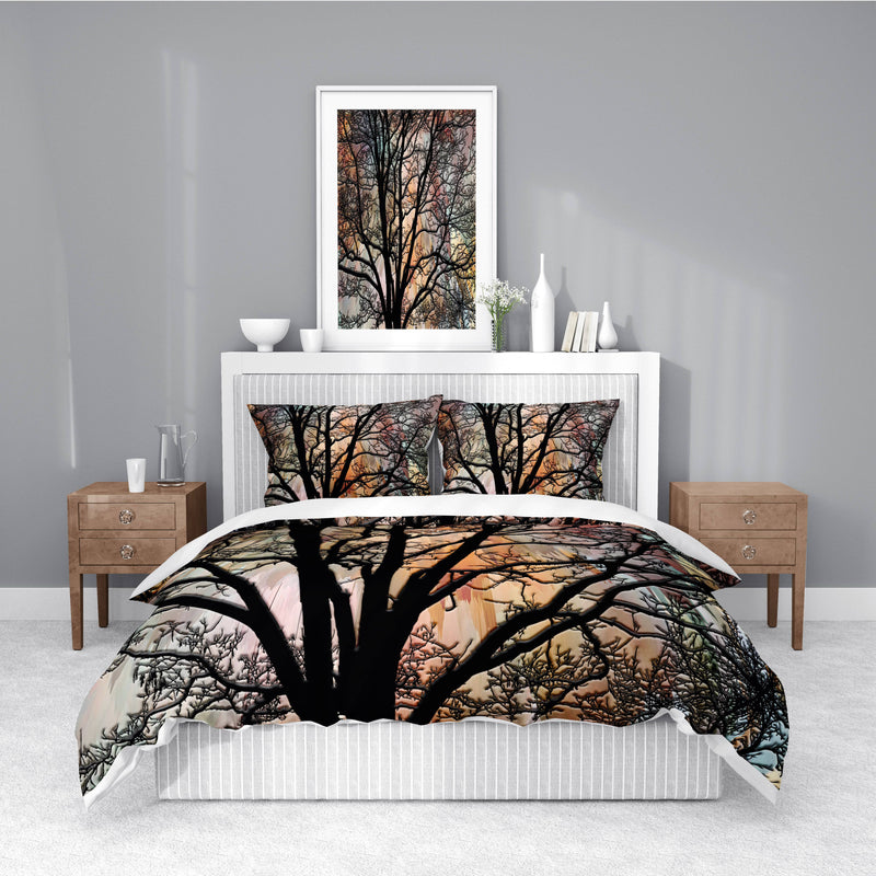 Abstract Tree Silhouette Comforter or Duvet Cover | Twin, Queen, King Size - Deja Blue Studios