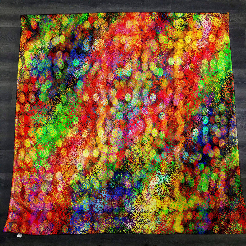 Colorful Bokeh Abstract Fleece Sherpa Blanket | Large 68" x 80" Size - Deja Blue Studios