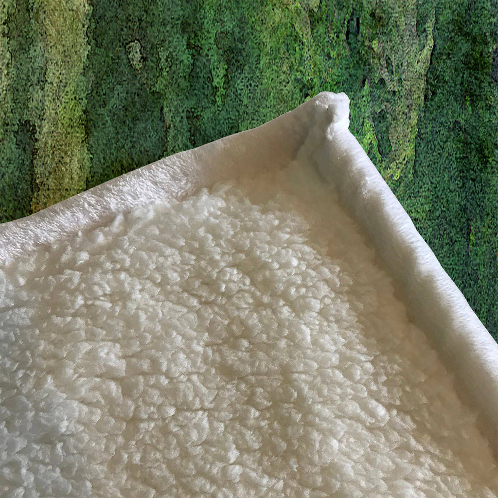 Beige and Green Foggy Forest Fleece Sherpa Blanket | Large 68" x 80" Size - Deja Blue Studios