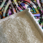 Psychedelic Geometric Fleece Sherpa Blanket | Large 68" x 80" Size - Deja Blue Studios