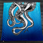 Deep Ocean Blue Nautical Octopus Tentacles Fleece Sherpa Blanket | Large 68" x 80" Size - Deja Blue Studios