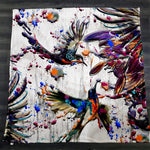 Ink Splatter Flying Birds Fleece Sherpa Blanket | Large 68" x 80" Size - Deja Blue Studios
