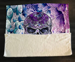 Watercolor Skull Fleece Sherpa Blanket | Large 68" x 80" Size - Deja Blue Studios
