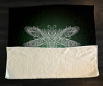 Black and Green Gradient Dragonfly Fleece Sherpa Blanket | Large 68" x 80" Size - Deja Blue Studios