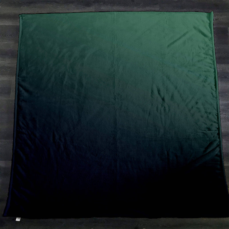 Black and Green Gradient Fleece Sherpa Blanket | Large 68" x 80" Size - Deja Blue Studios