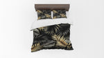 Black and Gold Monstera Fern Print Comforter or Duvet Cover - Deja Blue Studios