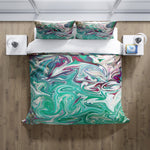 Aqua Teal Marbled Swirl Comforter or Duvet Cover - Deja Blue Studios