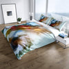 Watercolor Style Blue and Orange Smoke Print Comforter or Duvet Cover - Deja Blue Studios
