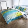 Striped Watercolor Boho Blue and Yellow Comforter or Duvet Cover - Deja Blue Studios