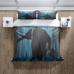 Deep Ocean Blue Killer Whale Comforter or Duvet Cover - Deja Blue Studios