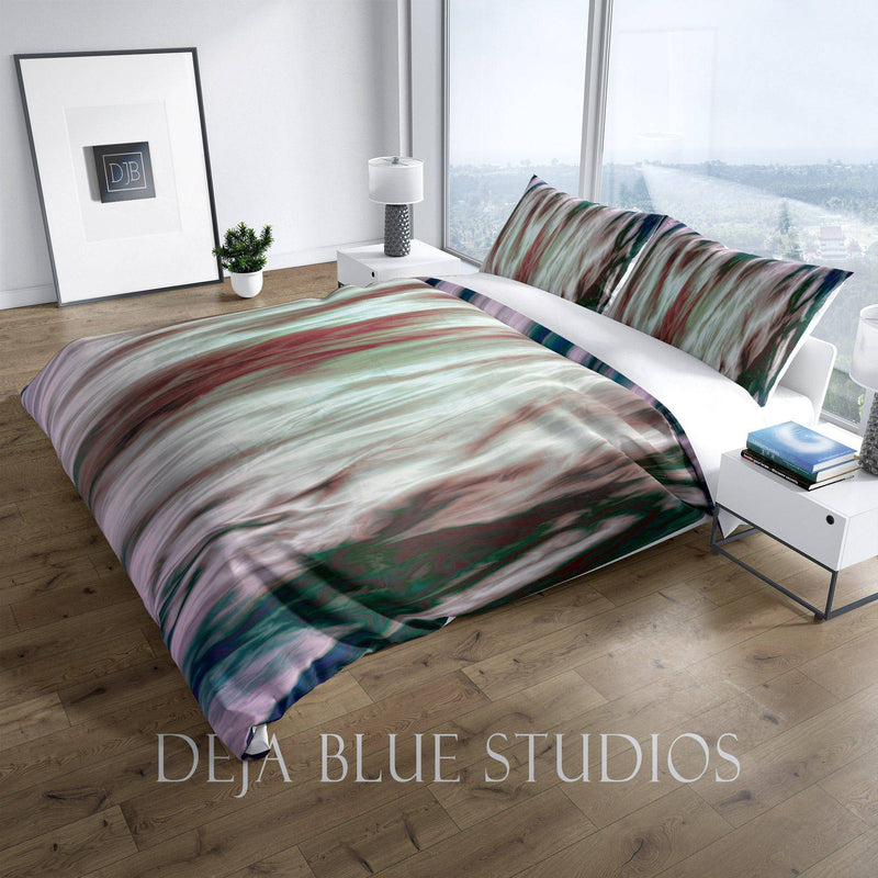Abstract Pink Boho Sunset Print Comforter or Duvet Cover - Deja Blue Studios