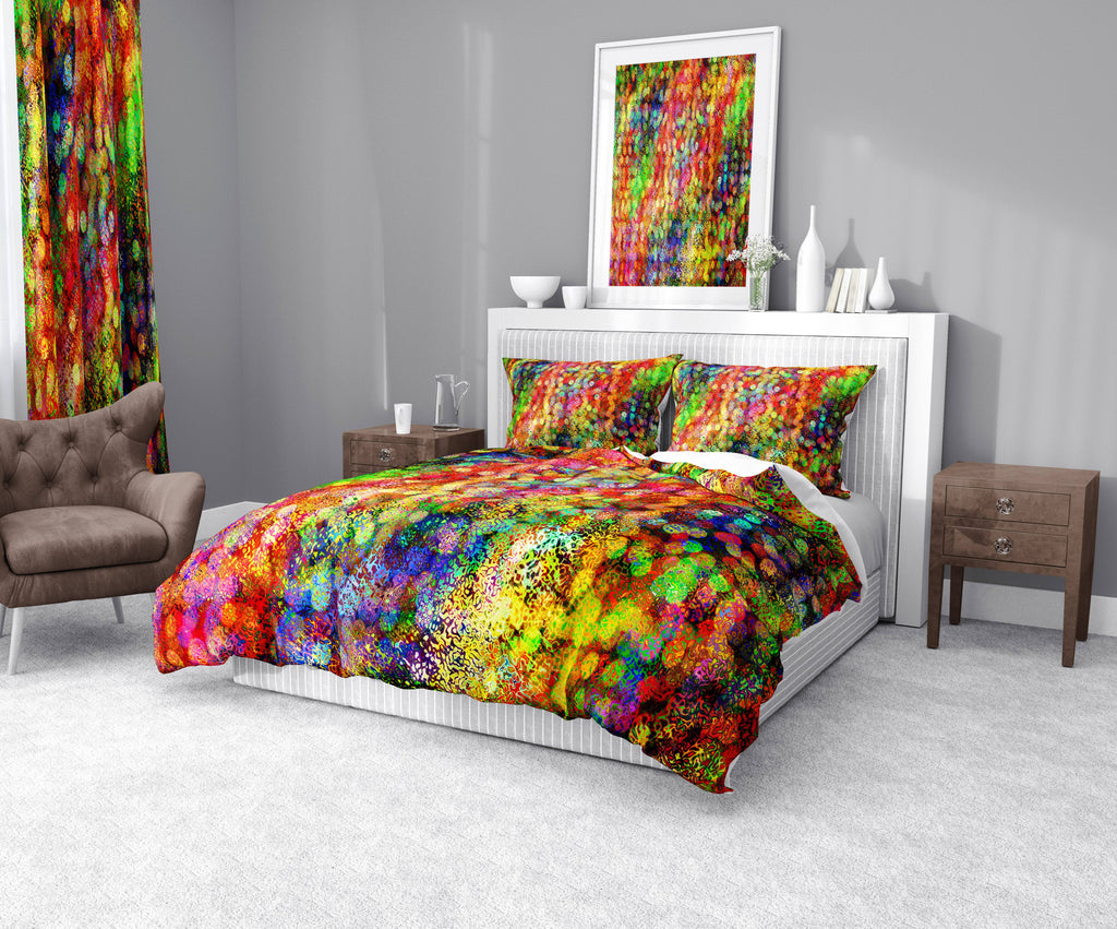 Colorful Bokeh Abstract Style Comforter or Duvet Cover | Twin, Queen, King Size - Deja Blue Studios