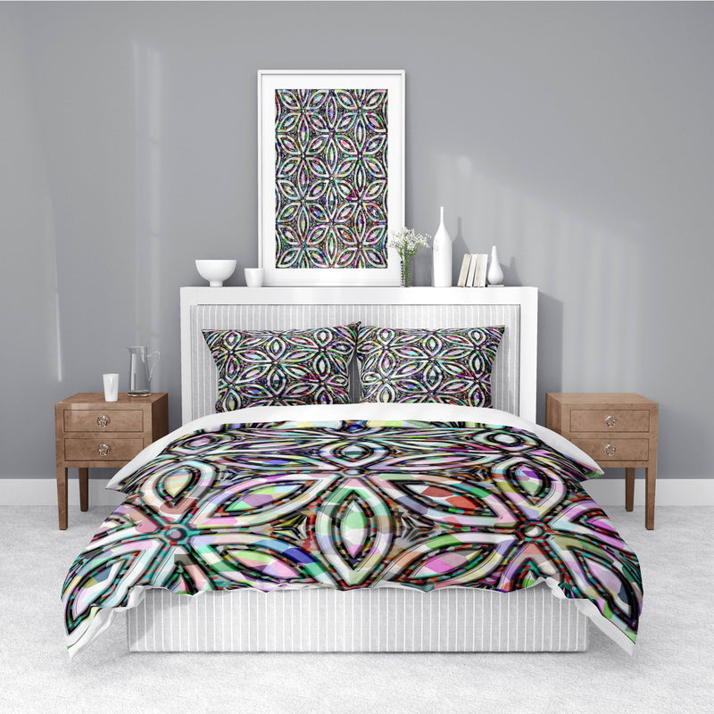 Psychedelic Geometric Pattern Comforter or Duvet Cover | Twin, Queen, King Size - Deja Blue Studios