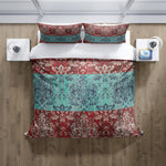 Red and Blue Victorian Damask Comforter or Duvet Cover | Vintage Style Print - Deja Blue Studios