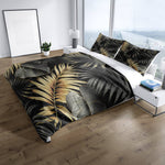 Black and Gold Monstera Fern Print Comforter or Duvet Cover - Deja Blue Studios
