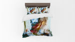 Watercolor Style Blue and Orange Smoke Print Comforter or Duvet Cover - Deja Blue Studios