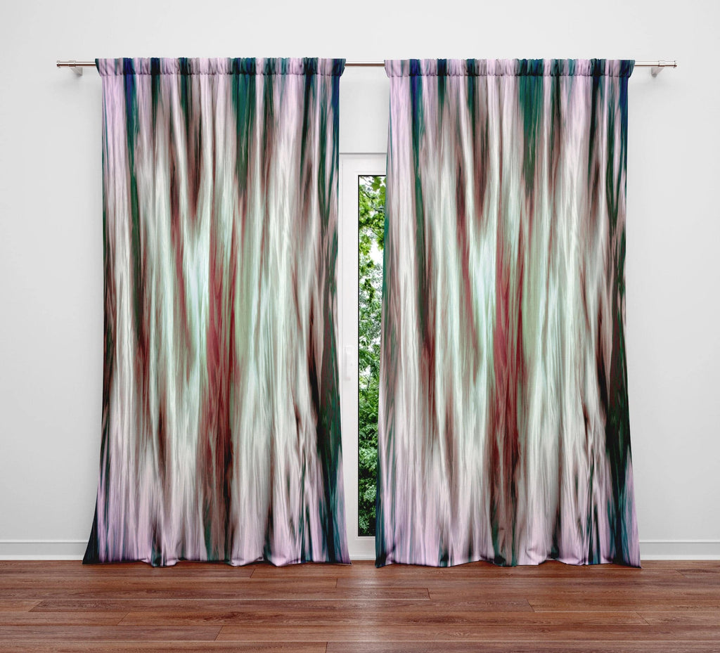 Abstract Pink Sunset Boho Print Window Curtains - Deja Blue Studios