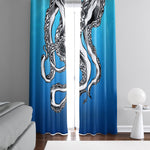 Blue Ocean Nautical Octopus Tentacles Window Curtain Panels - Deja Blue Studios