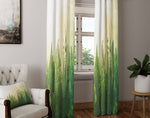 Beige and Green Foggy Forest Window Curtain Panels - Deja Blue Studios