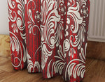 Red and Blue Victorian Damask Style Window Curtains - Deja Blue Studios