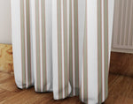 Chic Beige Sage Striped Window Curtains | Minimalist Striped Print - Deja Blue Studios
