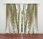 White and Earth Tone Wavy Striped Window Curtains - Deja Blue Studios