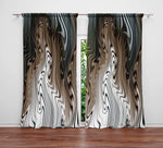 Dark Brown Chocolate Wavy Abstract Window Curtains - Deja Blue Studios