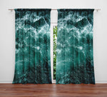 Nautical Green and Blue Ocean Waves Window Curtains - Deja Blue Studios