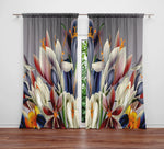 Modern Gray Floral Window Curtains | Long Panel Lined and Unlined Curtains - Deja Blue Studios