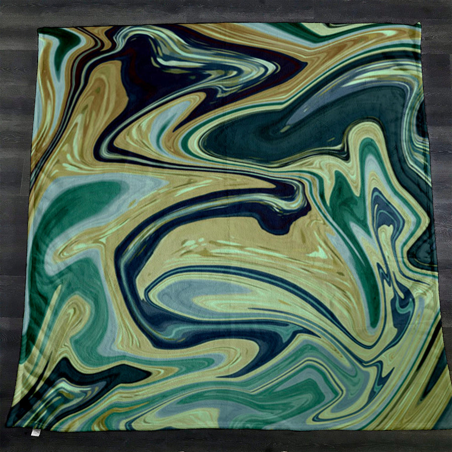 Sage Gold Marble Flow Fleece Sherpa Blanket