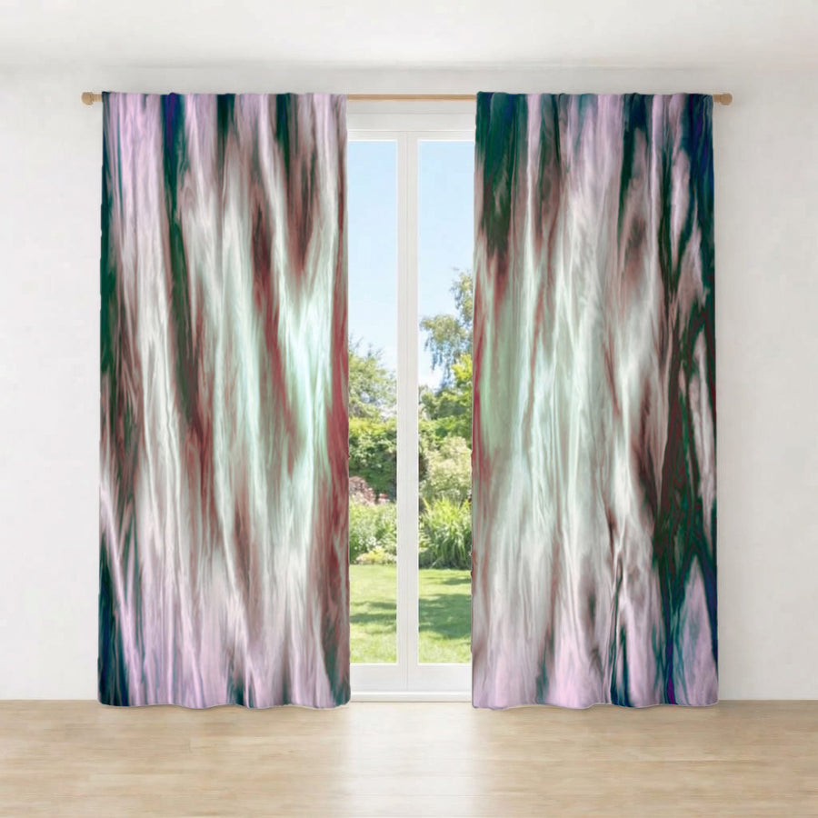 Abstract Pink Sunset Boho Window Curtains