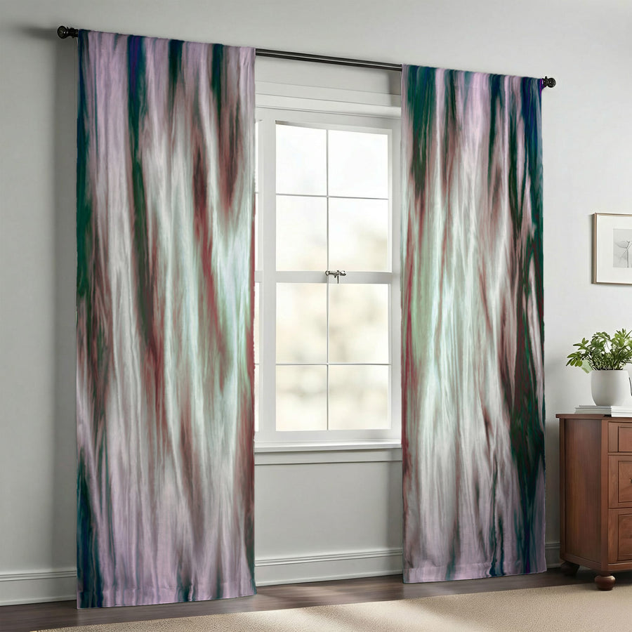 Abstract Pink Sunset Boho Window Curtains