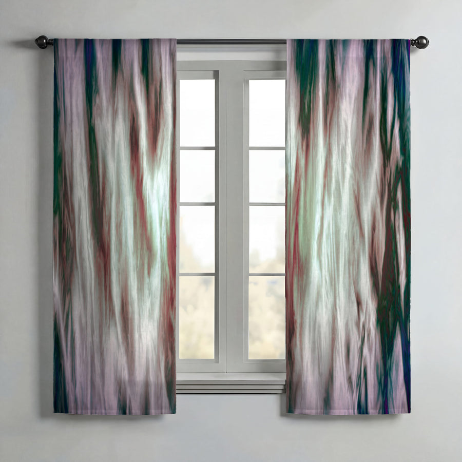 Abstract Pink Sunset Boho Window Curtains