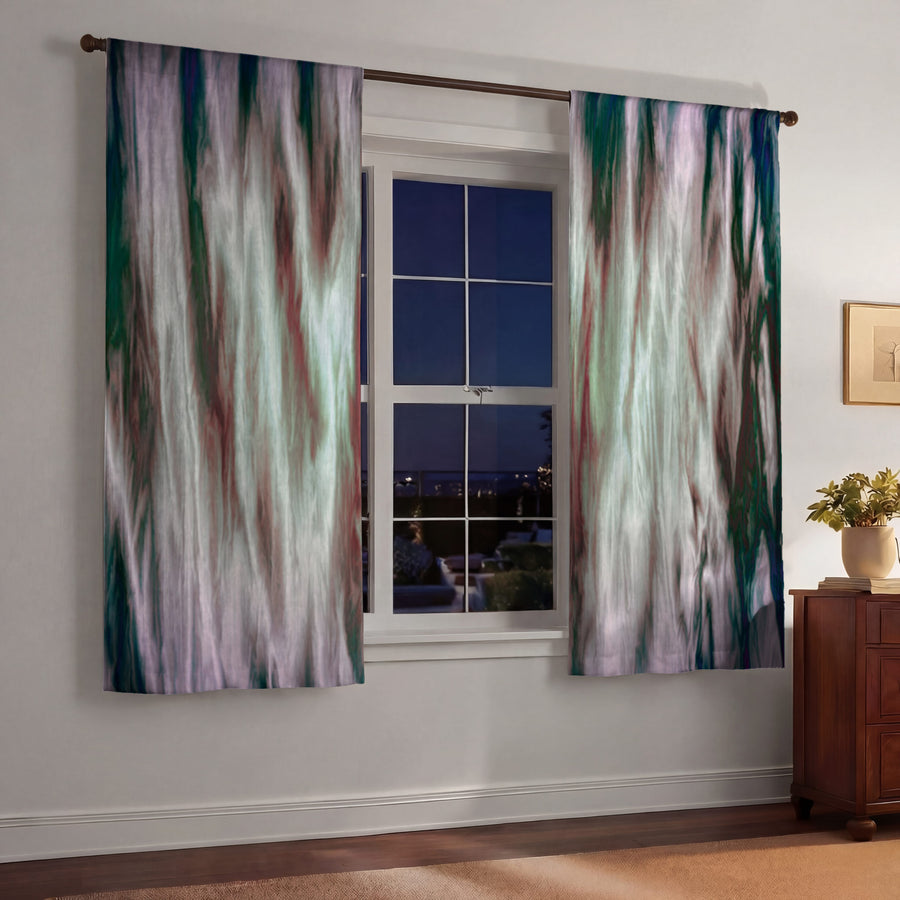 Abstract Pink Sunset Boho Window Curtains